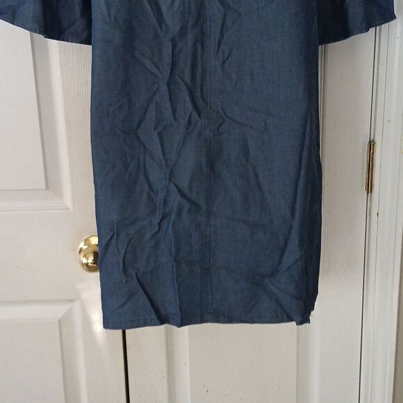 Ann Taylor Factory Petite sheath denim material midi dress Sz 6P NWOT - Picture 6 of 8